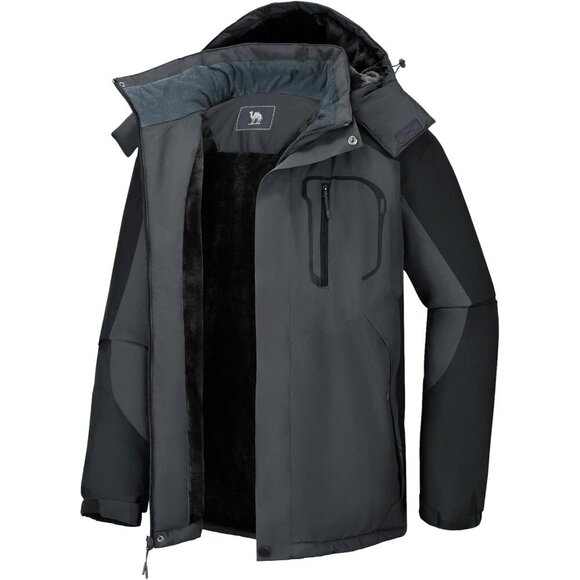 Men's Ski Snow Jacket Waterproof Winter Snow Coat Windproof Warm Fleece Lining H